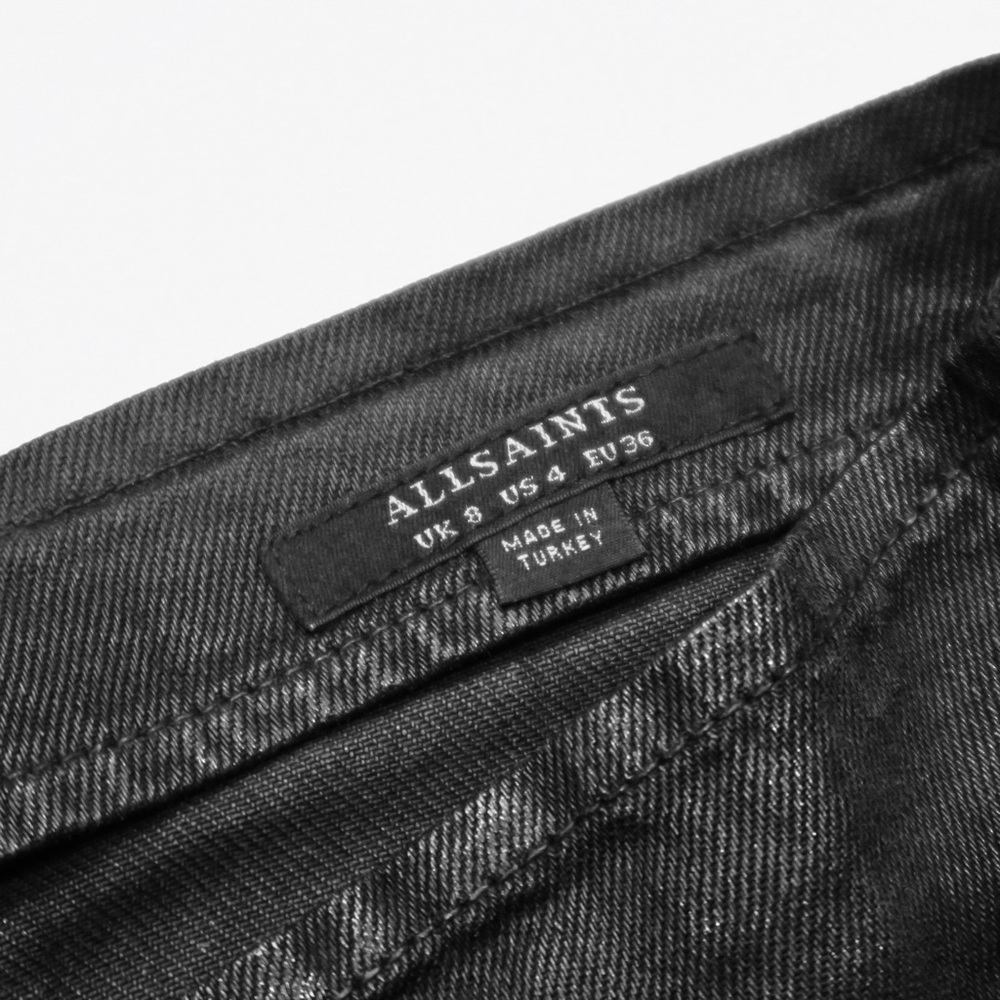 All Saints Wax Denim Black Button Skirt - Picture 3 of 6